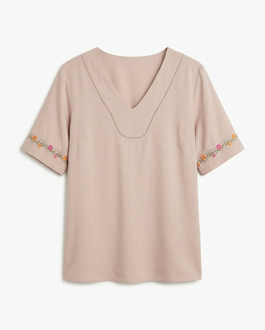 Camisa Feminina em Viscose Bordada