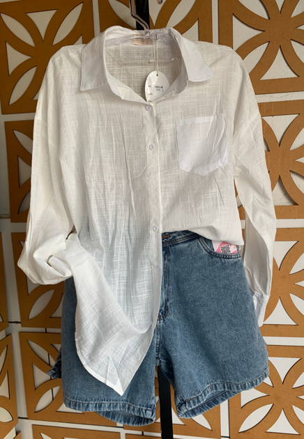 Camisa em Linho Alongada