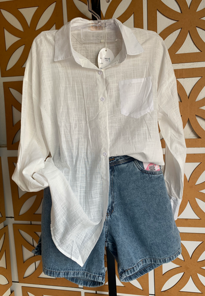 Camisa em Linho Alongada
