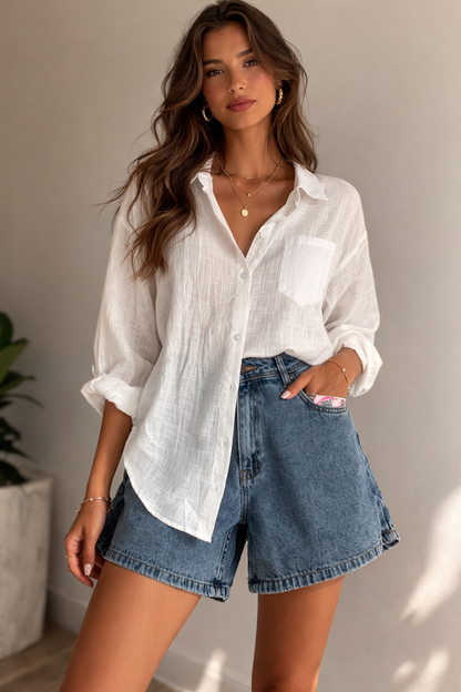 Camisa em Linho Alongada