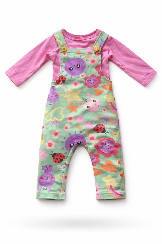 Conjunto feminino infantil macacão/blusa